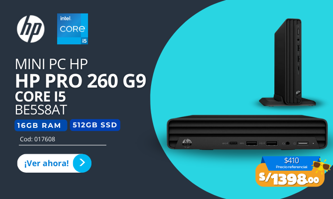 MINI PC HP PRO 260 G9 I5-1334U/ 16GB/ SSD512G/ FREE/ BE5S8AT